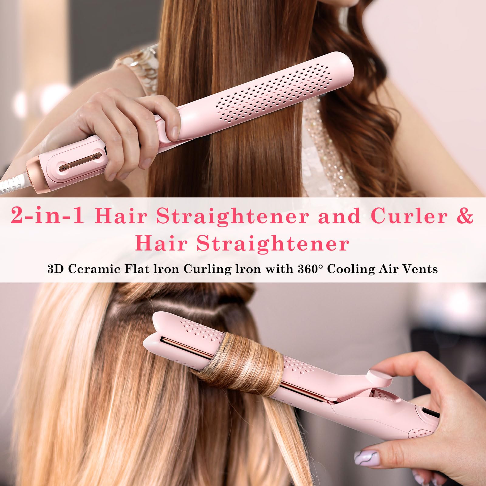 Travel Hair Straightener Curler 2-in-1: 1.25