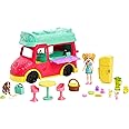Polly Pocket Playset, Swirlin' Smoothie Truck Transforming Vehicle Toy with 3-inch Doll, Pet Puppy & Food Accessories