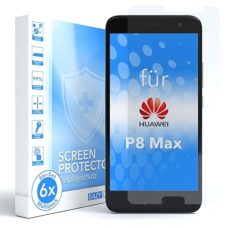EAZY CASE 6X Displayschutzfolie für Huawei P8 Max, nur 0,05 mm dick I Displayschutz, Schutzfolie, Displayfolie, Transparent/K