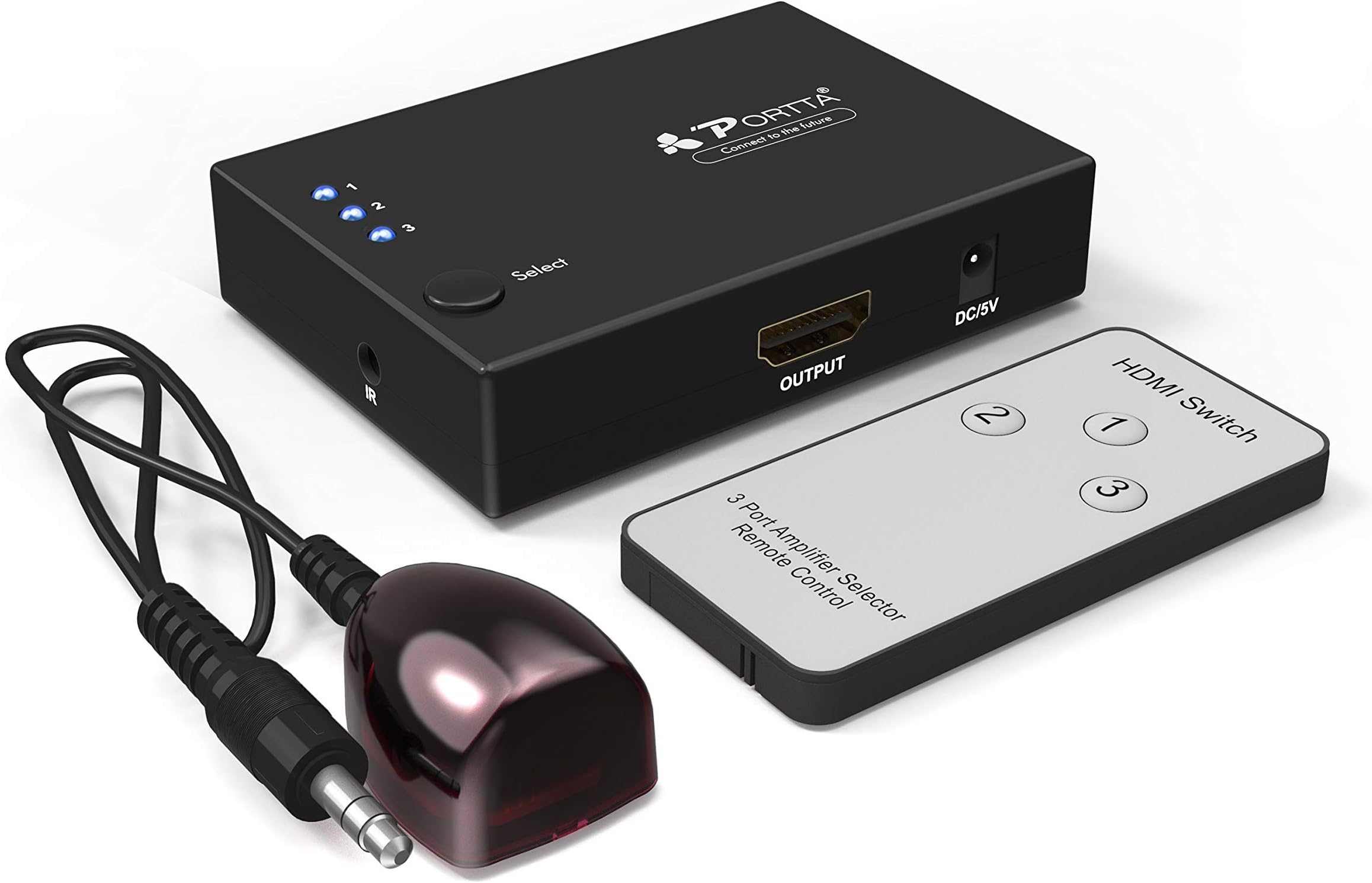Portta 4K 3-Port HDMI Switch |Auto Switch| HDMI Switcher 3 Input 1 Output |HDMI Splitter| V2.0 with IR Remote Support Full HD 3D 4K@60Hz 4:4:4 HDCP2.2 HDR