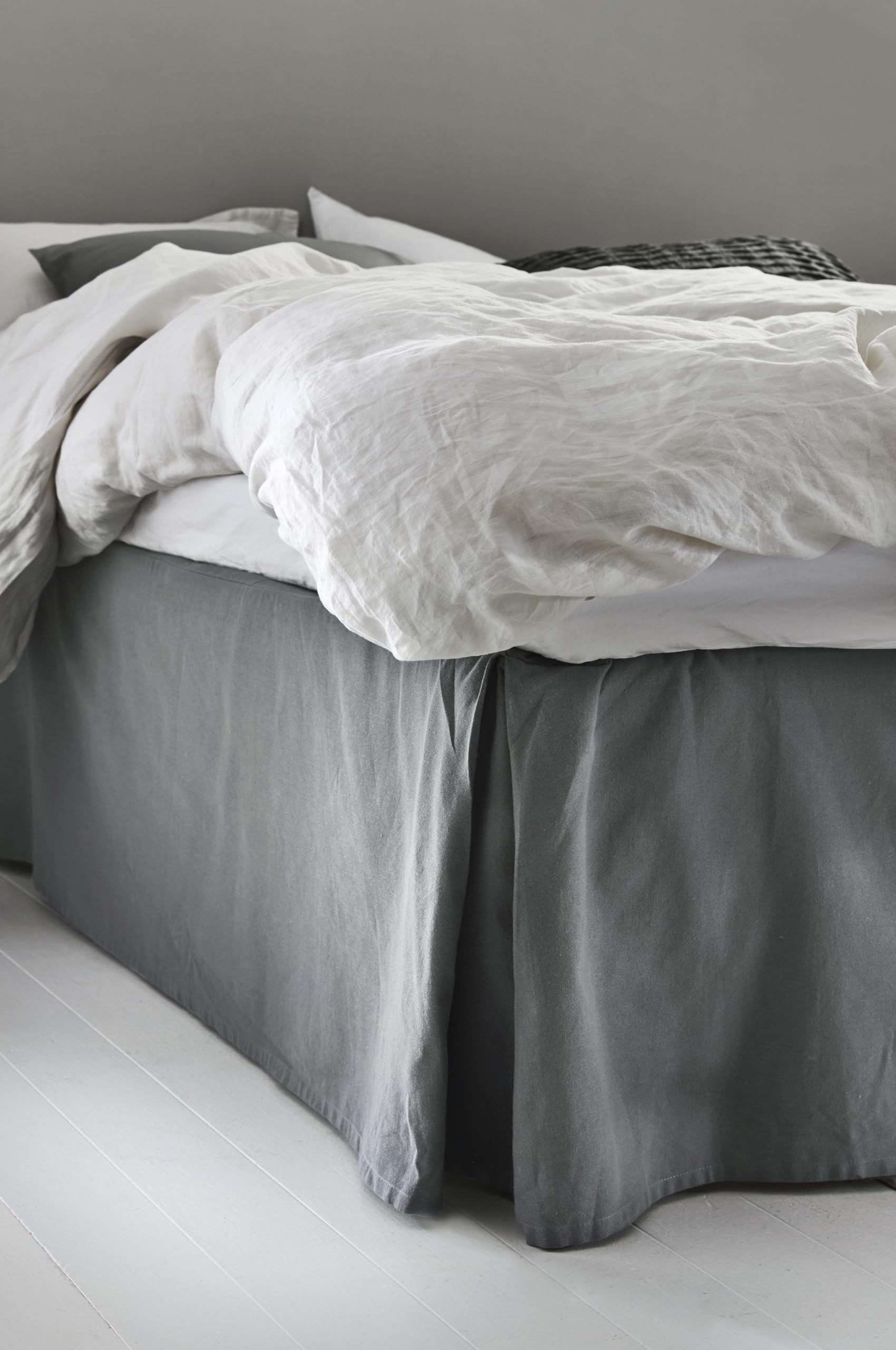 Jotex Colour Bed Cover Organic Cotton Bed Skirt, Height 45 cm - Dark Grey, 160 x 200 cm