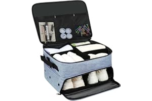 Likealot Golf Trunk Organizer, Smart Storage with 2 Shoe Compartments Fits US Men's 16, Golf Storage Bag for Balls, Tees, Clothes, Gloves and Accessories (Light Blue)