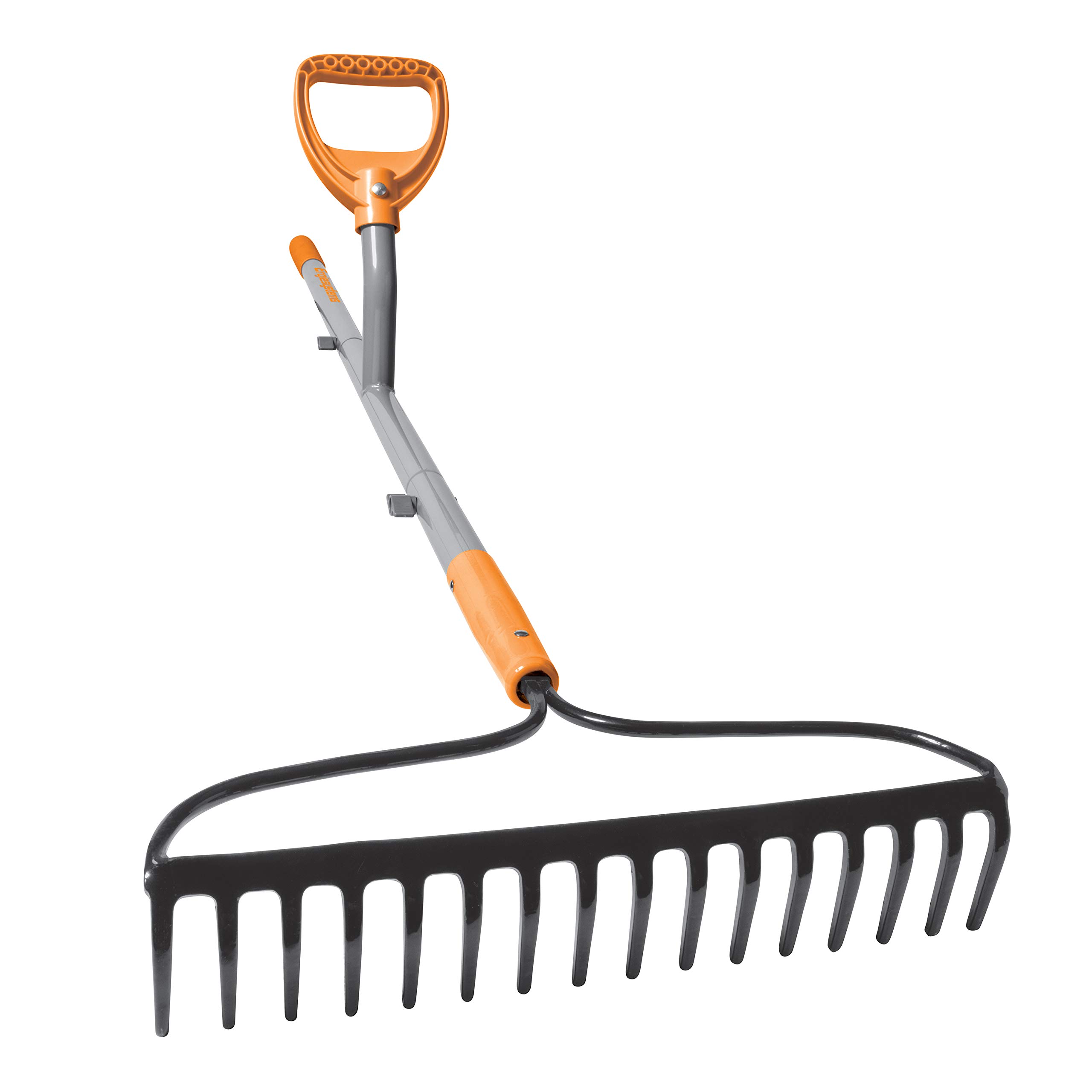 ERGIESHOVEL ERG-BWRK16 16-Tine Strain Reducing 54-Inch Steel Shaft Bow Rake, Gray/Orange