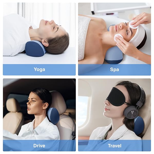 URNEXTTOUR NECK CERVICAL PILLOW CERVICAL TRACTION DEVICE LUMBAR SUPPORT MEMORY FOAM ROLL PILLOW MUSCLE RELIEF SHOULDER PAIN RELAXER BLUE