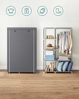 SONGMICS Fabric Wardrobe 6 Shelves Hanging Rail Grey RYG085G02 45x105x168cm view 3
