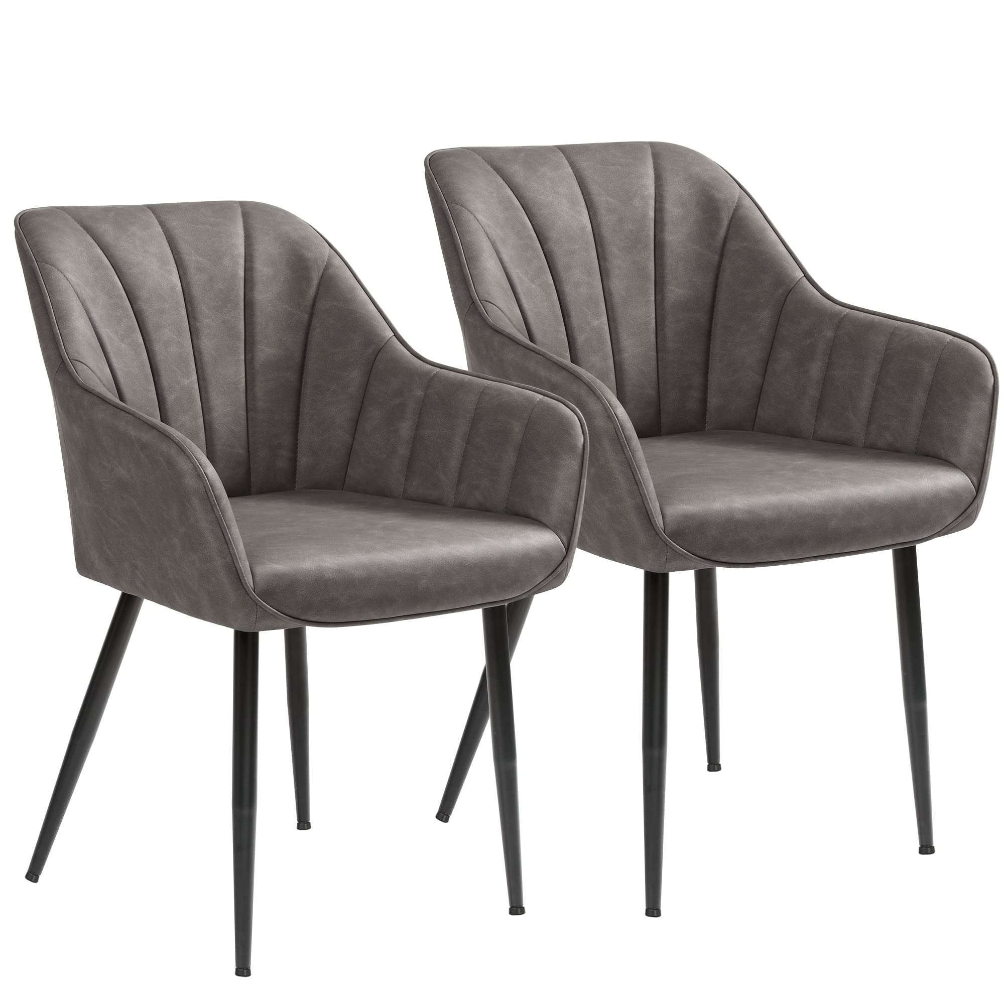 SONGMICS Esszimmerstuhl, Sessel, Loungesessel, mit Armlehne, PU-Bezug, bis 110 kg belastbar, Metallbeine, für Esszimmer, Küche, Wohnzimmer, Schlafzimmer, grau LDC079G01 9