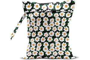 zcyxuuw Wet Bag, Wet Dry Bag, Wet Bag for Swimsuit, Travel, Beach, Pool, Diapers, Dirty Yoga Gym Clothes, Toiletries, Makeup Bag, Waterproof Reusable Cute Daisy Floral Flower