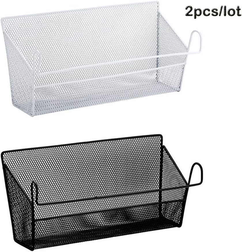 YOUMI Dormitory Bedside Shelf Storage Baskets, 2PCS bunk Bed Mesh Origanizer for Books Phones Drinks Office Bathroom Home Table Desktop Home Supplies with Hook Rack Hanging Size 391018cm (White)
