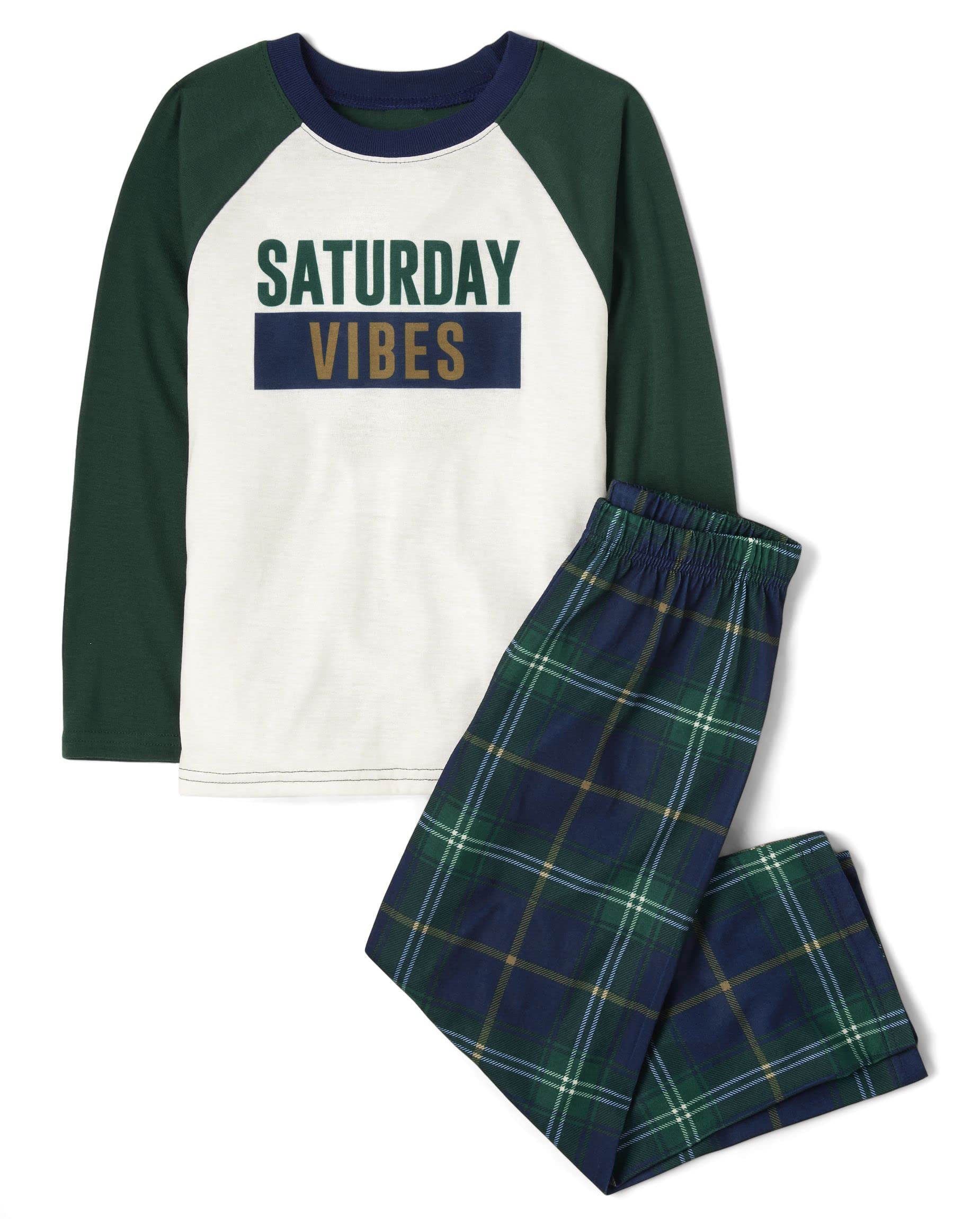 Photo 1 of **TOP ONLY***The Children's Place boys Long Sleeve Top and Pants 2 Piece Pajama Set, Plaid Saturday Vibes, XX-Large US