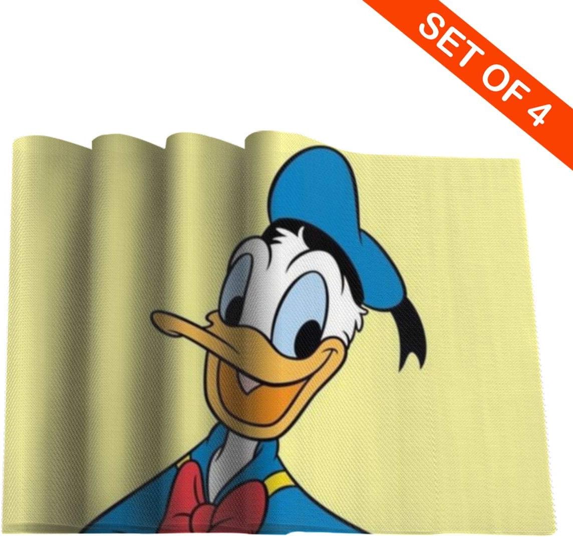 Amazon ドナルドダックの壁紙 ランチョンマット おしゃれ かわいい 断熱 滑り止め 家庭レストラン用 食卓飾り お手入れ簡単 ４枚セット プレース マット ランチョンマット オンライン通販