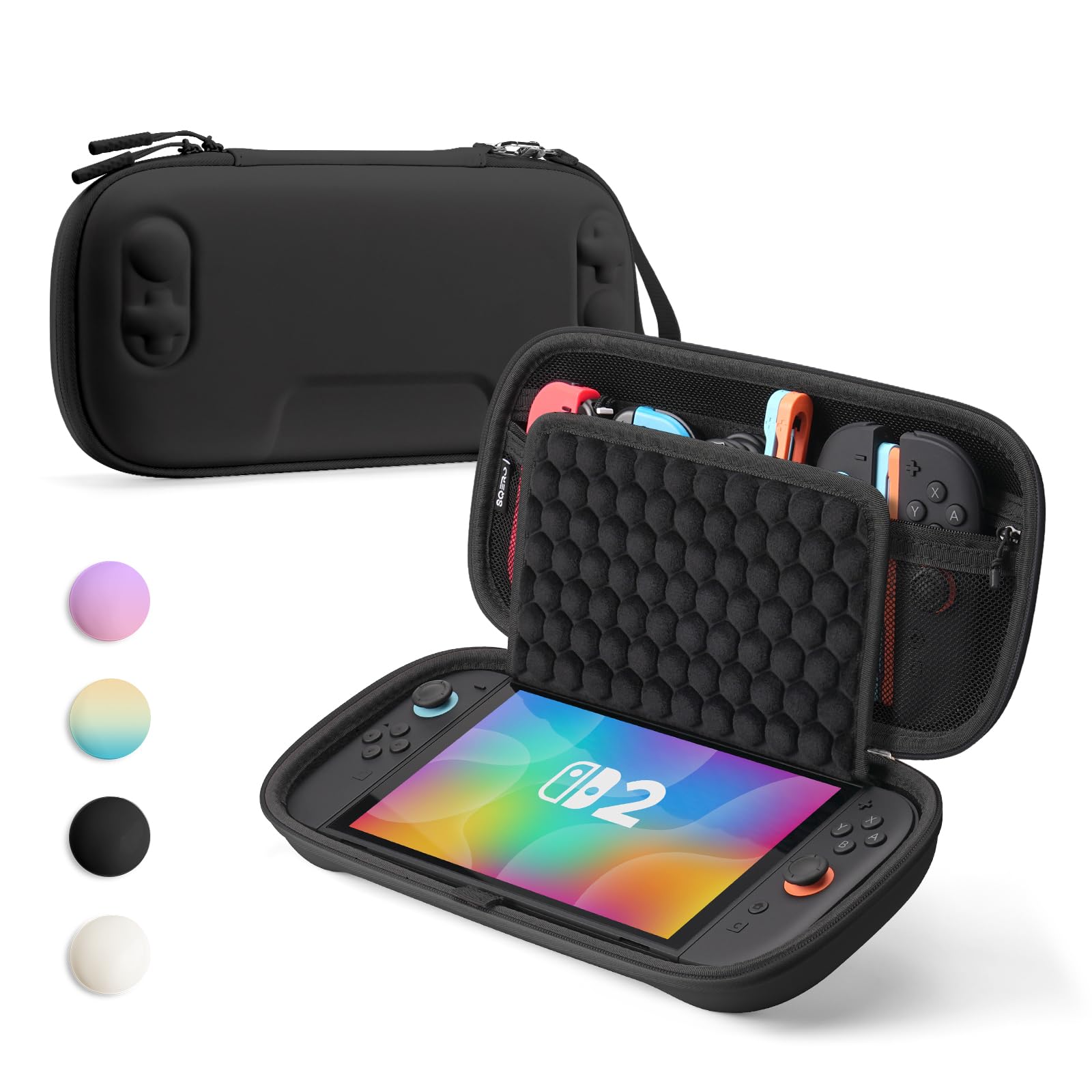 Switch Case for Nintendo Switch 2, Upgraded Honeycomb Shock-absorbing Design, Portable Full Protection Travel Bag Cover for Nintendo Switch 2 Accessories with 10 Game Cards Storage