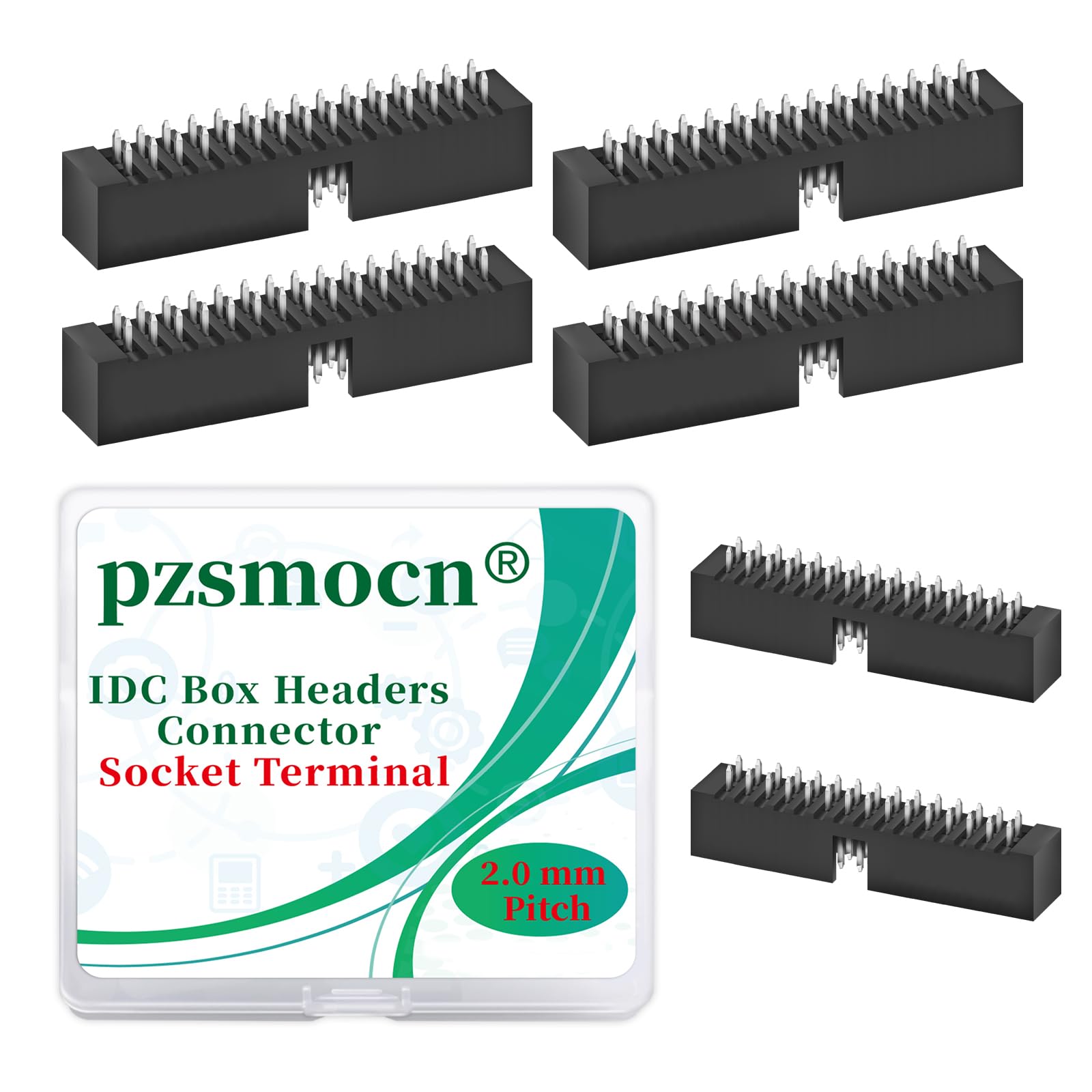 Pzsmocn 20 Pieces IDC 2 * 15 Double Row 2.0 mm Pitch JTAG ISP 30-Pin Straight Pin in-line Box Header Connector Adapter Cable Male Socket Terminal for PCB Electronic Equipment Projects.
