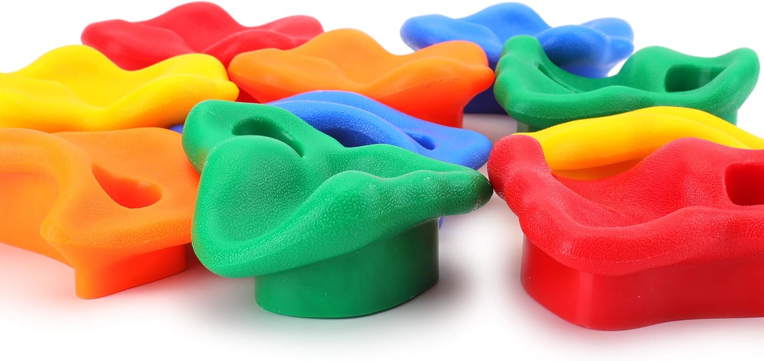 Yesland 10 Pcs Rock Climbing Holds Mounting Hardware Gripping Hand Holds with Installation for Kids Children Outdoor Playground Wall - 5 Colors : Sports & Outdoors