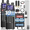 Ham Radio Baofeng Radio Long Range 10W AR-5RM FM Radio Handheld Two Way Radio NOAA Weather Radio DTMF Walkie Talkies Copy Frequency 999CH USB-C Charger 3800mAh Battery Survival Gear(2 Pack)