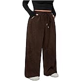Verdusa Women's Plus Size Wide Leg Work Pants Fall Clothes Casual Baggy Trousers with Pockets