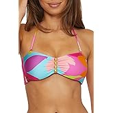 Trina Turk Womens Lilleth Bandeau Bikini Top, Floral Print, Adjustable, Tie Back, Swimwear Separates for Women