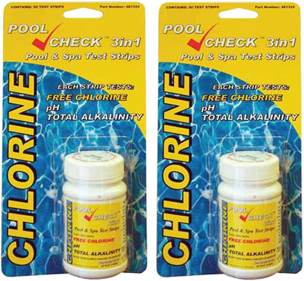 Pool Check 3 in 1 test strips for Chlorine and Bromine Twin Pack, 100 test strips (2x 50 test strip packs)