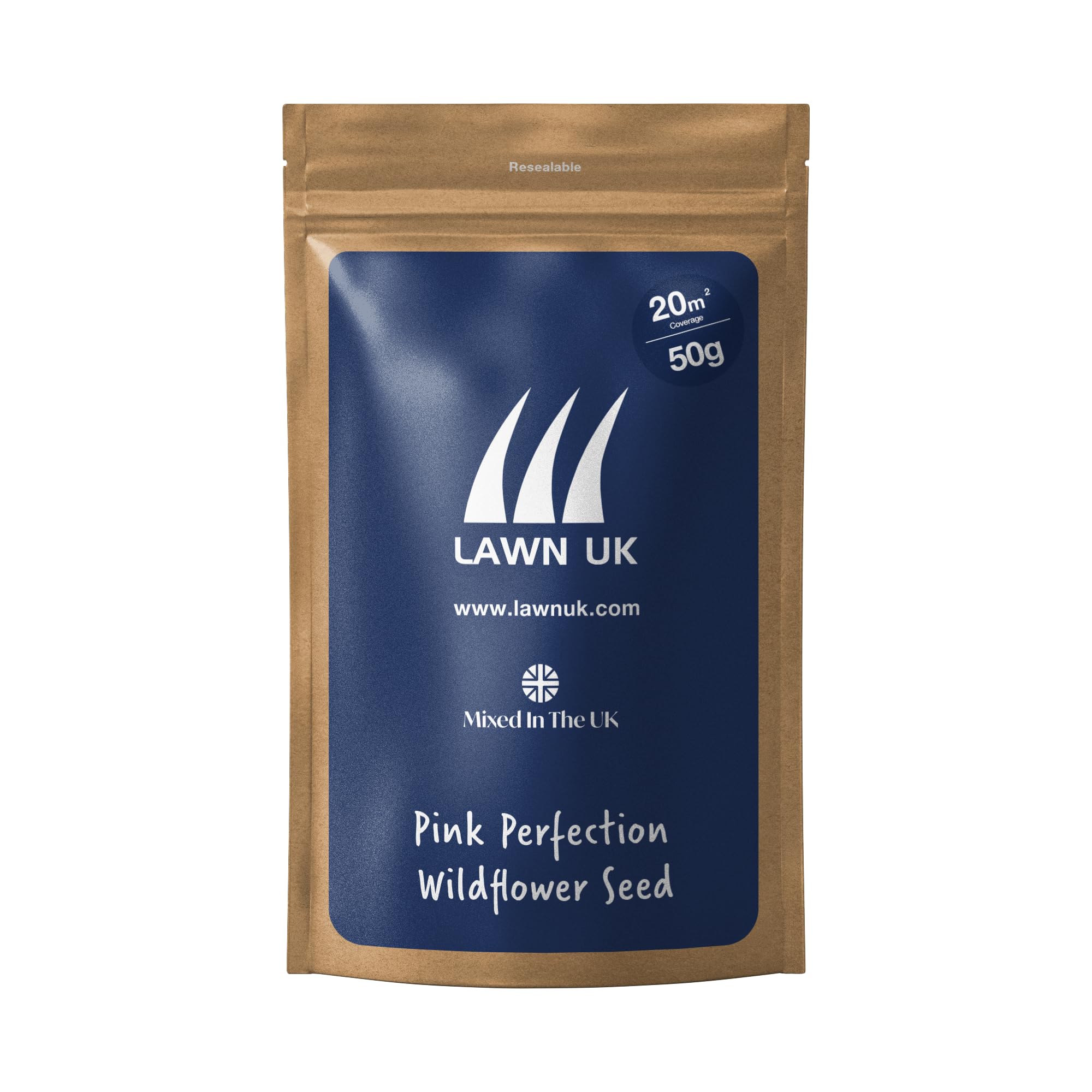 Pink Perfection Wildflower Seed Mix Lawn UK - 50g - 20sqm Coverage - Throw and Grow - Cosmos Rose, Red & White, Virginia Stock Pink, Zinnia and More