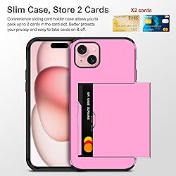 SAMONPOW for iPhone 15 Case with Card Holder Heavy