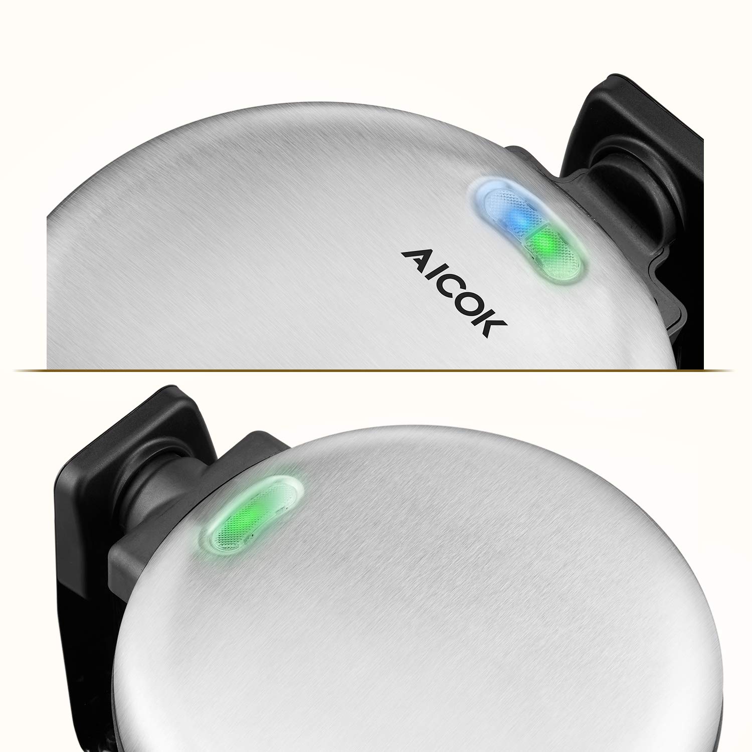 AICOK Flip Belgian Waffle Maker with NonStick Plates, Doublesided Uniform Heating, Stainless