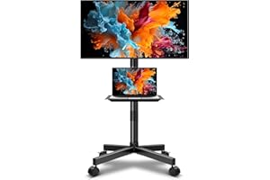 WKWKER Mobile TV Cart Rolling TV Stand for 23-65 Inch LCDLED Flat Panel Curved Screen TVs up to 88lbs Height Adjustable Shelf Portable Floor TV Stand with Wheels Rolling Floor Stand Max VESA 400X400mm