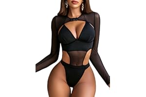 Avidlove Rave Outfits for Women Festival Sexy Lingerie Bodysuit Buckle Shrug Crop Top Set