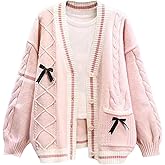 Chevara Women’s Cute Sweet Cardigan Sweater Kawaii School Uniform Button Long Sleeve V-Neck Knitted Outerwear