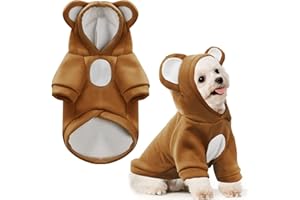 HRTTSY Small Dog Hoodie Soft Warm Fleece Fall Winter Dog Clothes Cute Puppy Sweaters Cat Coat Funny Blank Pullover Doggy Hooded Sweatshirts for Small Dogs Chihuahua Costumes Kitten Outfits(Brown,M)