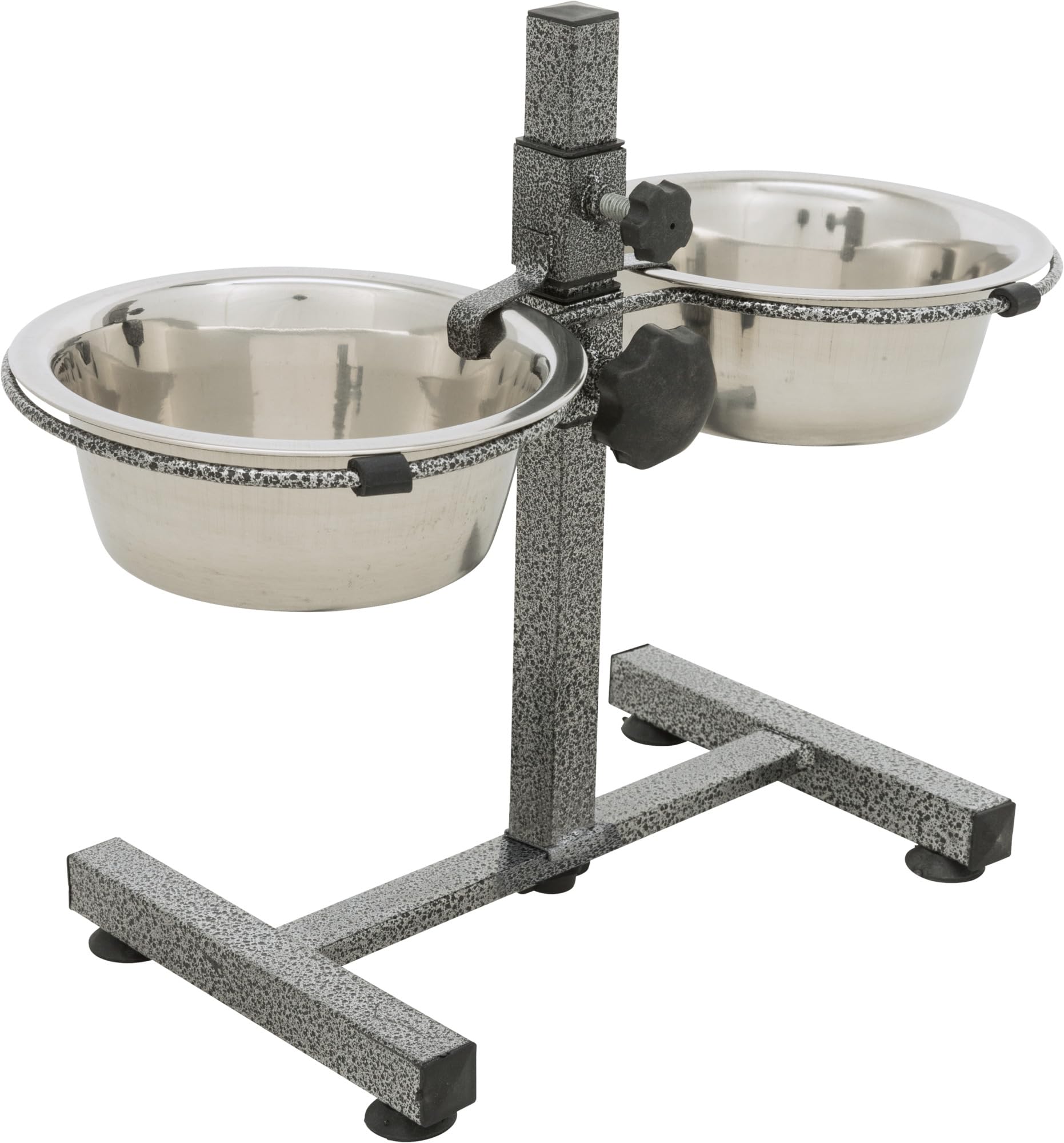 TRIXIE height-adjustable dog bar with 2 stainless steel, dishwasher-safe bowls - metal stand - bowl lock and rattle protection - adjustable and non-slip rubber feet - capacity 0.75 ml each - 24920