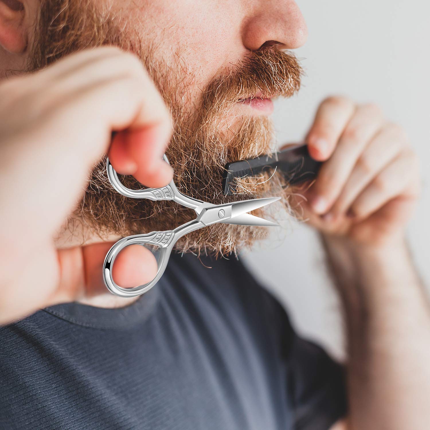 2 Pieces Brow Shaping Scissors Vintage Facial Hair Scissors Small Precision Scissors Eyebrow Trimmer Grooming Scissors with Sleeve for Trimming Eyebrows, Eyelashes, Beards, Broken Hair, Paper-cutting: Beauty