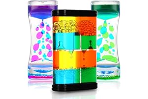 ZAXIDEEL Liquid Motion Bubbler - Sensory Liquid Timer 3 Pack, Autism Sensory Toys for Kids Adults, Effective Anxiety Relief Hourglass Toy, Calm Down Corner Supplies, Lava Lamp for Kids, Office Desk Decor