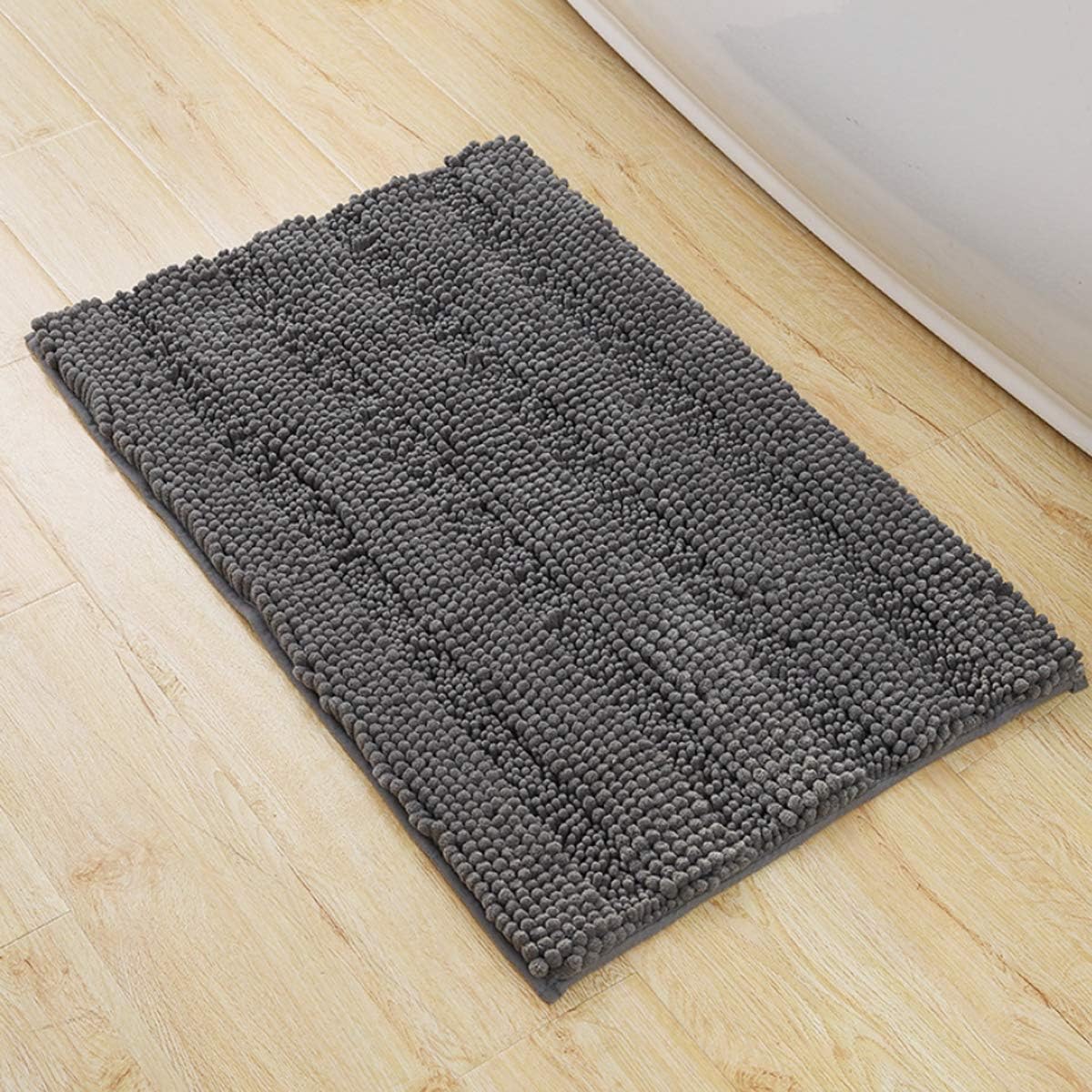 Bathroom Rugs Chenille Anti-Slip Mat Shaggy Super Soft Microfiber Water Absorption Machine Washable Bathroom Mat Used in Bedroom, Bathtub, Kitchen, Living Room (17X24inch, Gray): Kitchen & Dining