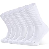 CLOSEMATE Mens Moisture-Wicking Athletic Cushioned Crew Socks 6 Pairs Cotton Comfy Running Training Sports