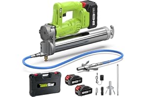 TaskStar Grease Gun: Electric Grease Gun Battery Powered with 2 * 4.0Ah Batteries and Charger, Quick-Release Coupler, 10000 PSI Max Pressure, for Farmers, Mechanics, and Equipment Owners