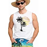 Beach Tank Top Men Hawaiian Palm Tree Sleeveless Shirt