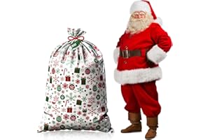 Mcupper 55x36 Inch Large Christmas Gift Bags, 1-Pack White Santa Bags with Strings & Tags for Giant Presents, Secret Santa, Corporate Gifting & Gifts for Family, Friends and Loved Ones