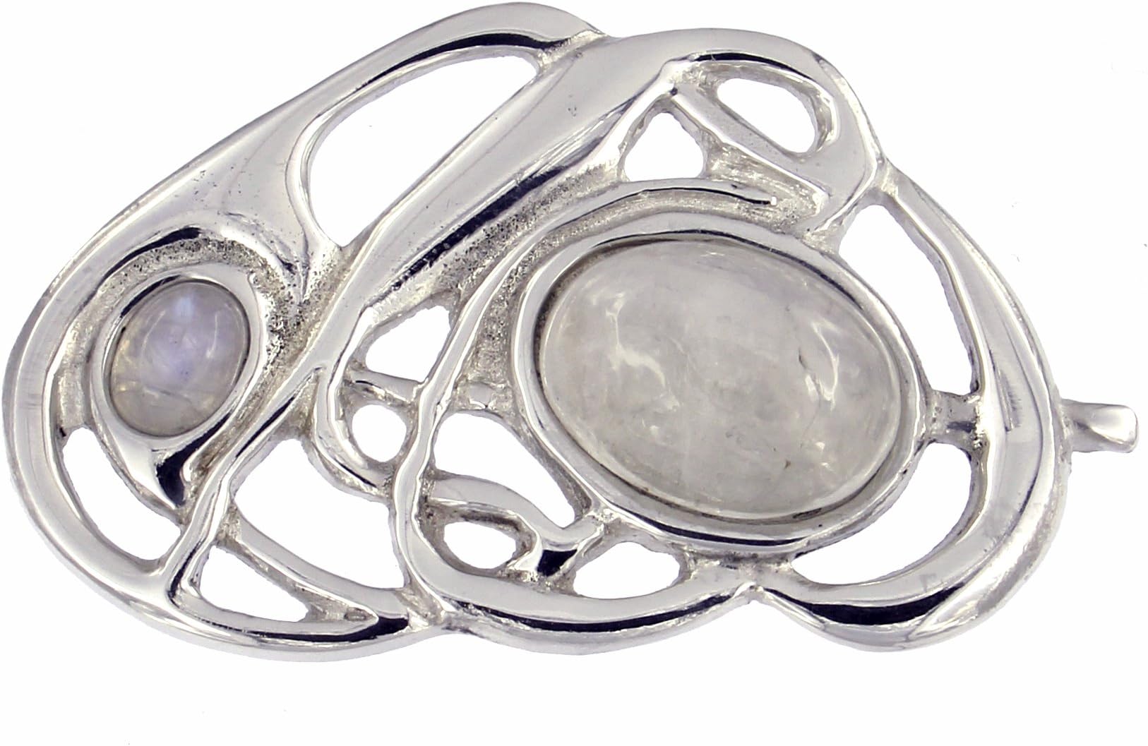 St Justin, Pewter Celtic Nouveau Brooch - Rainbow Moonstone