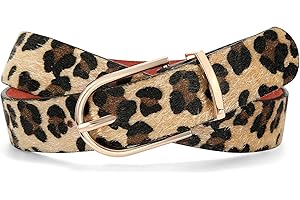 Women Leather Jeans Belt for Pants,Chic Belts for Jeans Waist Belts with Solid Color with Long Gold Curved Pin Buckle