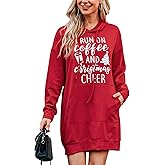 Quenteen Women Hoodies Dress Hooded Sweatshirts Dress Casual Long Sleeve Tunic Dress Oversized Sweatshirts with Pocket