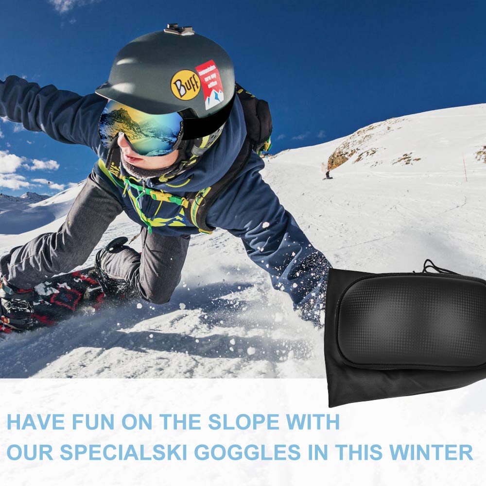 Lunette de Ski,Masque Ski sphériques avec Double Lentille Anti-buée,Coupe-Vent,Protection UV 100%,Lunettes de Protection de Snowboard OTG Ajustables, Anti-reflets Grand Angle,pour Homme/Femme