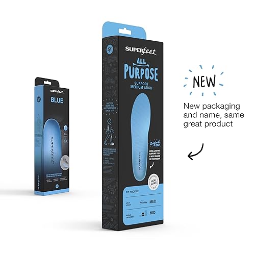 Superfeet All-Purpose Support Medium Arch Insoles (Blue) Trim-To