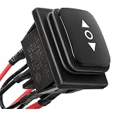 QTEATAK 6 Pin (ON)-Off-(ON) Waterproof Momentary Polarity Reverse Switch | DC 12V 10A, AC 110V-220V, 3 Position Motor Control Black Boat Rocker Toggle Switch with Wire KCD4-223-QT