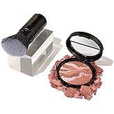 LAURA GELLER NEW YORK Baked Blush-n-Bronze 2-in-1 Bronzer Blush, Ginger Bronze - Retractable Angled Kabuki Brush