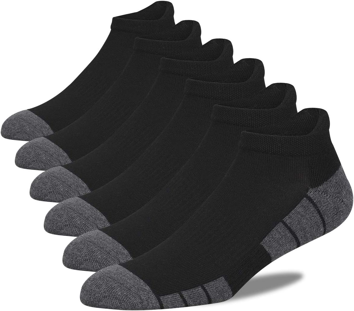 Eallco Mens Ankle Socks Low Cut Athletic Cushioned Running Tab Socks 6 Pack