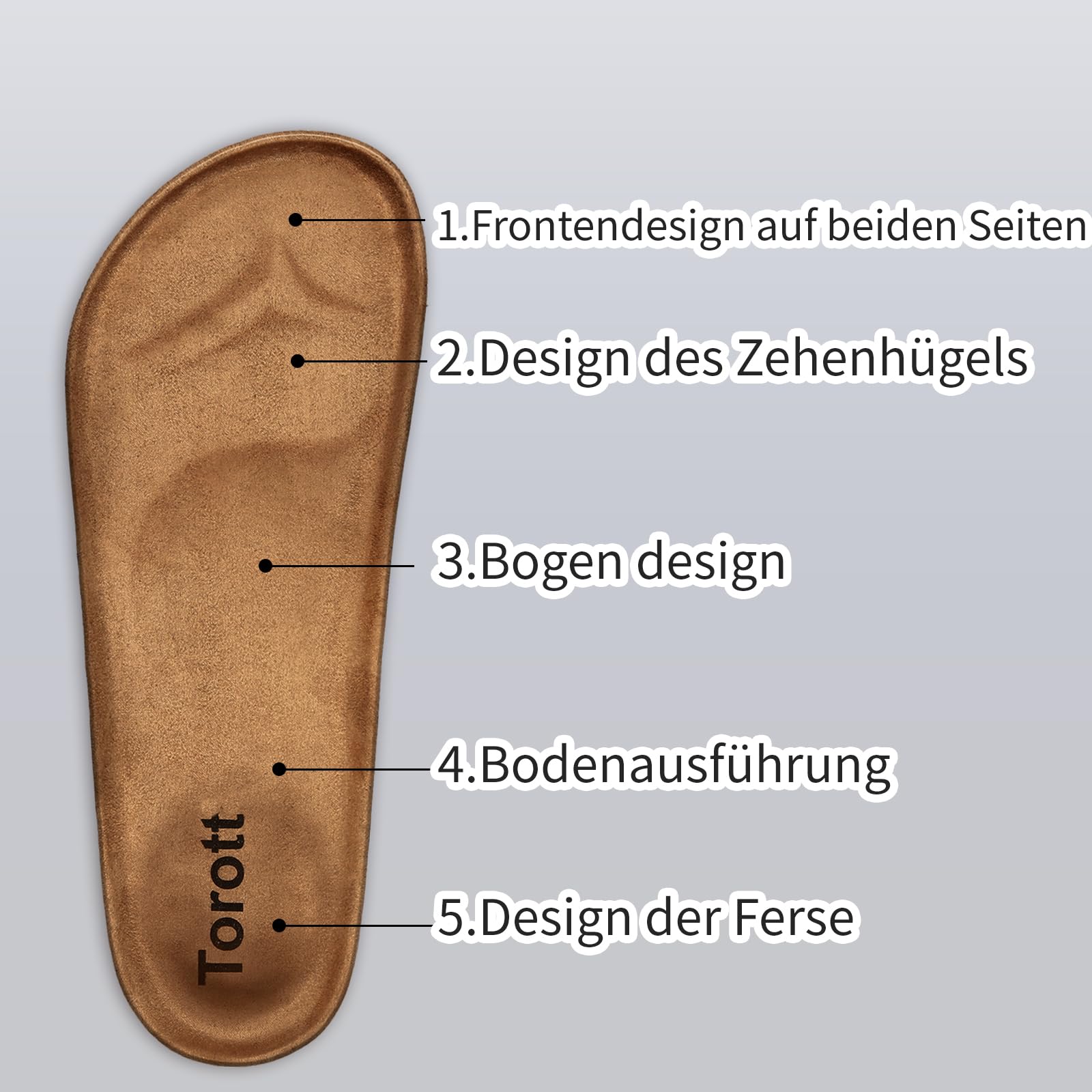 Torotto Damen Zehentrenner Flip Flops Pantoletten Hausschuhe Sportliche Kork-Fußbett Schlappen Mit Verstellbarer Rieme Sandalen(schwarz,40 EU) 7