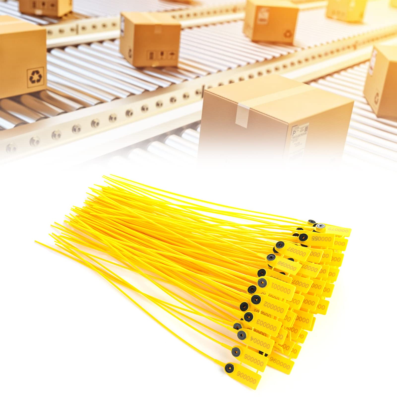 100pcs Yellow Cable Ties, 40cm Security Seal Heavy Duty Self Locking Nylon Zip Ties for Home Office Garage Workshop