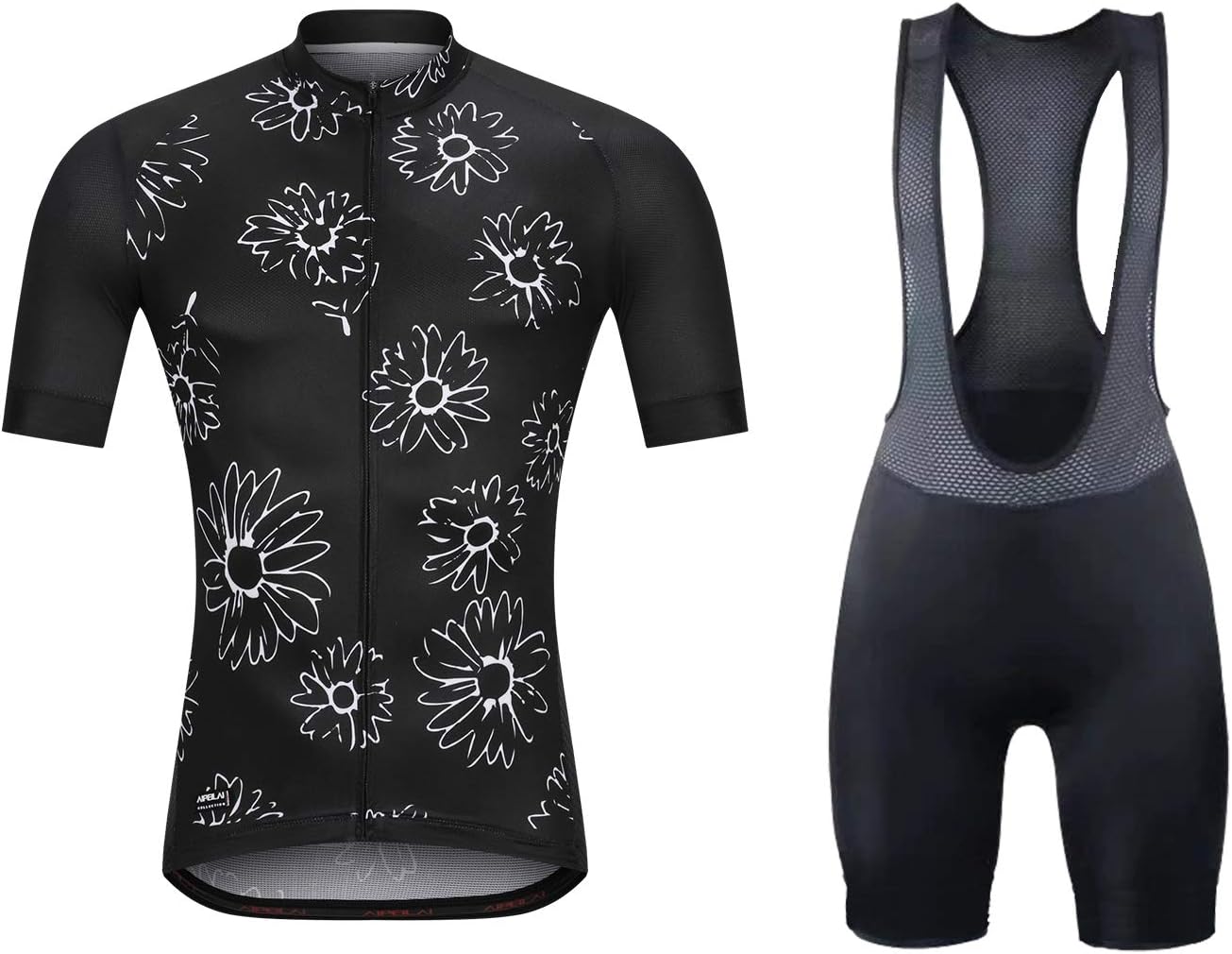 Men's Short Sleeves Cycling Jersey Full Zip Set Road Bike Bib Jersey Suit Cycle Shorts with 3D Padded