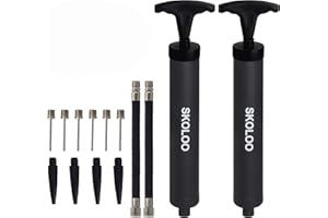 SKOLOO 10" Portable Hand Air Ball Pump Inflator Kit with Needle, Nozzle, Extension Hose for Soccer Basketball Football Volleyball Water Polo Rugby Exercise Sports Ball Balloon Swim Inflatables