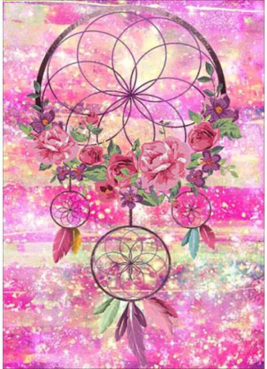Paint by Number set 16 X 20 Inch Canvas Diy Oil Painting for Kids, Students, Adult Beginners with Brushes and Acrylic Paint,Pink Flower Wind Chimes