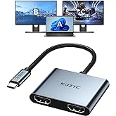 USB C to Dual HDMI Adapter 4K@60hz, KOZYC Type C to HDMI Splitter Extended Display for MacBook/MacBook Pro Air Dell XPS13/15,